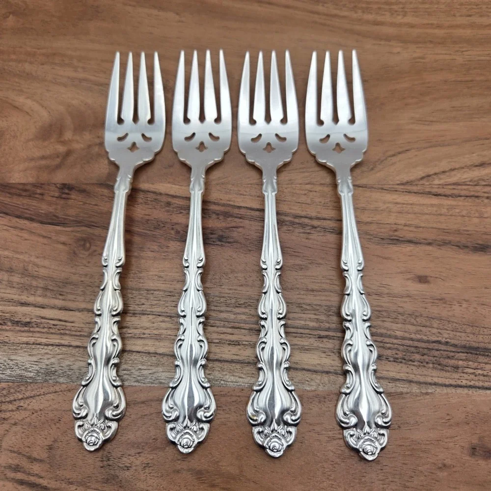 Set Of 4 Oneida Community Beethoven Silverplate Salad Forks Betty Crocker